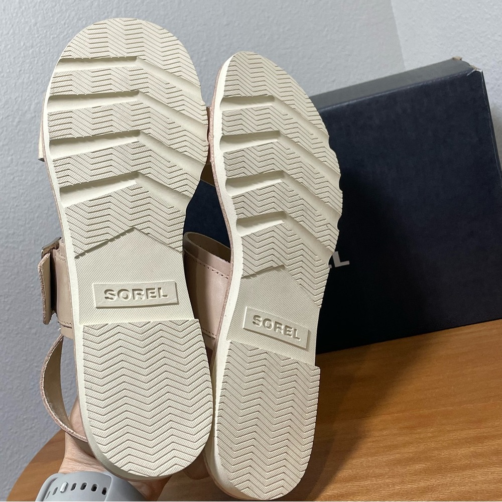 New in Box SOREL Ella III Slingback Sandal Honest Beige/Honey White Size 8.5 - Picture 13 of 14